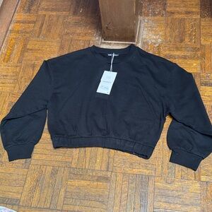 Zara Black Crop Crew Neck Women's Sweatshirt